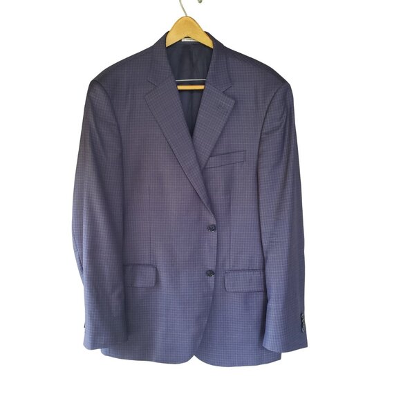 Peter Millar Navy Blue Check Sport Coat Blazer Men's 46R - Picture 1 of 12